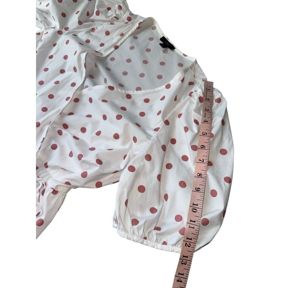 J.crew polka dot Puff-sleeve cotton poplin wrap dress in white rose dot - Picture 9 of 13